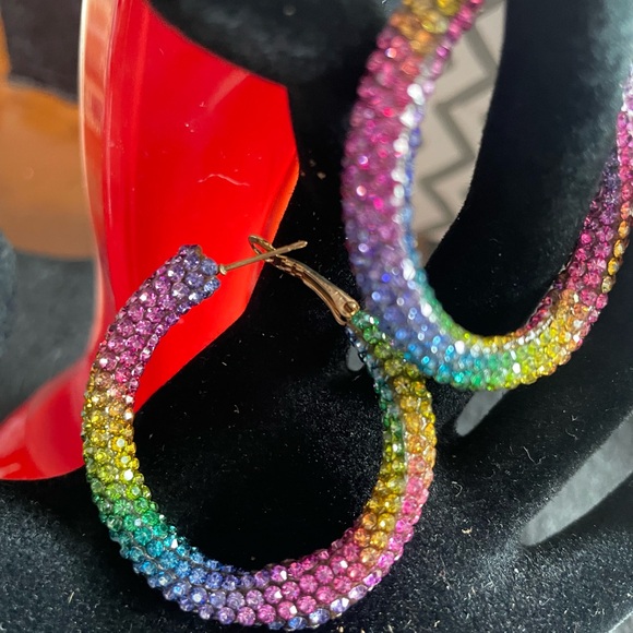 Rainbow sparkle, diamond cubic, zirconia, earrings, new, and gift box - Picture 3 of 6